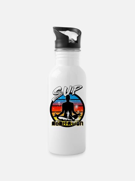 Stand up paddle - Trinkflasche mit integriertem Trinkhalm - Weiß