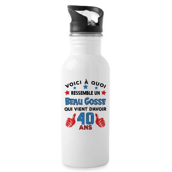 40 ans anniversaire homme cadeau humour drôle - Gourde avec paille intégrée - blanc - Droite