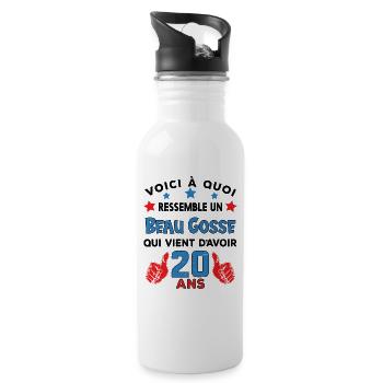 20 ans anniversaire homme cadeau humour drôle - Gourde avec paille intégrée - blanc - Droite