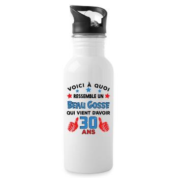 30 ans anniversaire homme cadeau humour drôle - Gourde avec paille intégrée - blanc - Droite
