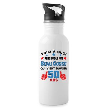 50 ans anniversaire homme cadeau humour drôle - Gourde avec paille intégrée - blanc - Droite