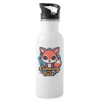 Cunning And Cute - Kawaii Fox - Water bottle with straw - white - Right