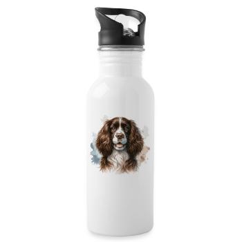 Wasserfarben Farbenfroher English Springer Spaniel - Trinkflasche mit integriertem Trinkhalm - Weiß - Rechts