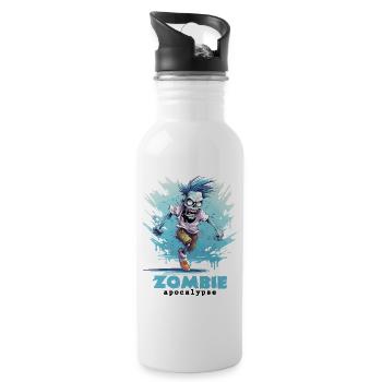 Zombie Apocalypse Zombies Undead Halloween - Water bottle with straw - white - Right