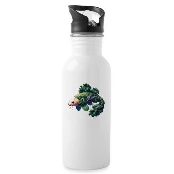 Kohl Koi-Karpfen lustiges Tier aus Gemüse - Trinkflasche mit integriertem Trinkhalm - Weiß - Rechts