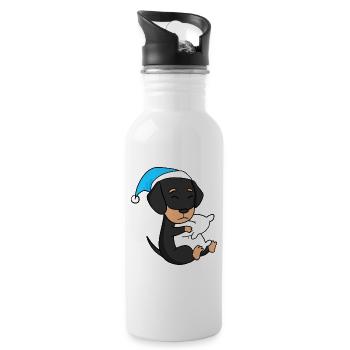 sleeping, tiredness, dog, dog breed, dachshund - Water bottle with straw - white - Right