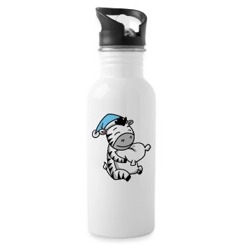 Zebra with pillow and sleepy cap - Water bottle with straw - white - Right