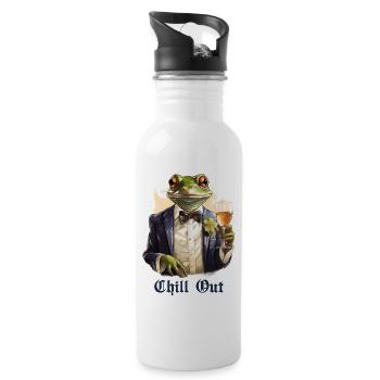 Cooler Frosch im Smoking mit Getränk Spruch Zitat - Trinkflasche mit integriertem Trinkhalm - Weiß - Rechts