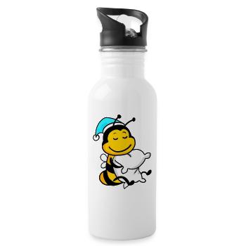 Bee with pillow and sleepy cap - Water bottle with straw - white - Right