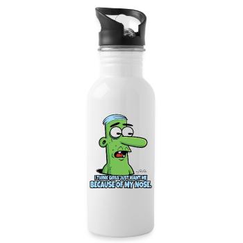 Girls only like my long nose - Water bottle with straw - white - Right