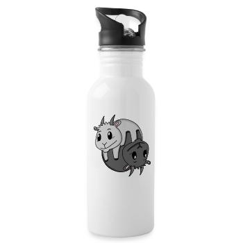 Yin Yang Zeichen Ziege - Trinkflasche mit integriertem Trinkhalm - Weiß - Rechts