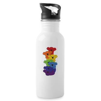 Regenbogen Flag Pride LGBTQ süßer Koala Stapel - Trinkflasche mit integriertem Trinkhalm - Weiß - Rechts