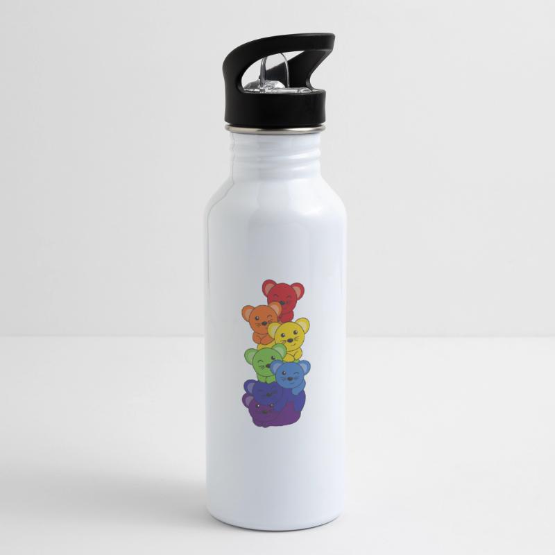 Rainbow Flag Pride LGBTQ Cute Mouse Stack Water bottle with straw