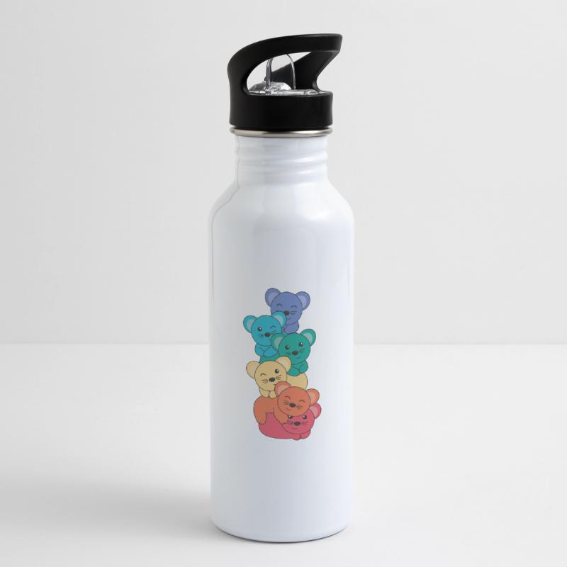 Rainbow Flag Pride LGBTQ Cute Mouse Stack Water bottle with straw