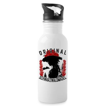 Original Schwarzwaldmädel Bollenhut Ledig Tracht - Trinkflasche mit integriertem Trinkhalm - Weiß - Rechts