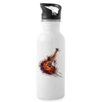 Electric Guitar Splash Guitarist Music Instrument Rock - Water bottle with straw - white - Right
