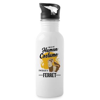 Frettchen Kostüm Halloween - Trinkflasche mit integriertem Trinkhalm - Weiß - Rechts
