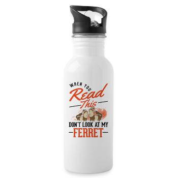 Ferret Lover Ferret Gift - Water bottle with straw - white - Right