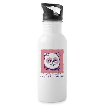 I Wish I Was Bigger: Silly Cat - Water bottle with straw - white - Right