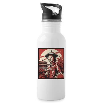 Heimkehr im traditionellen asiatischen japanischen - Trinkflasche mit integriertem Trinkhalm - Weiß - Rechts