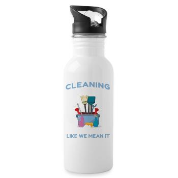 Cleaning Crew - Trinkflasche mit integriertem Trinkhalm - Weiß - Rechts