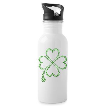 Green shamrock made of hearts - Water bottle with straw - white - Right