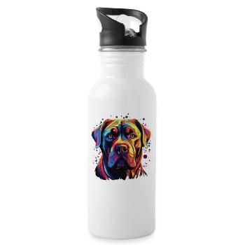 Watercolor Colorful Cane Corso - Water bottle with straw - white - Right