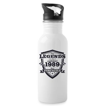 35th Birthday Original January Vintage 1989 - Water bottle with straw - white - Right