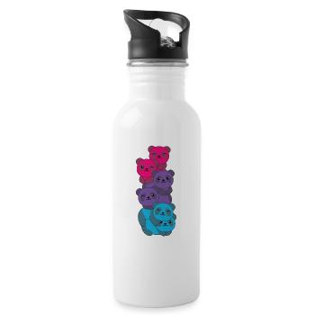 androgyn Flag Pride LGBTQ süße Panda - Trinkflasche mit integriertem Trinkhalm - Weiß - Rechts
