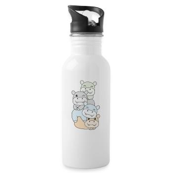 Unlabeld Flag Pride LGBTQ Cute Hippo - Water bottle with straw - white - Right