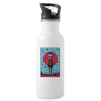 Modisches Skelett in einer öden Landschaft - Trinkflasche mit integriertem Trinkhalm - Weiß - Rechts