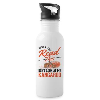 Australisches Känguru Australien Kangaroo - Trinkflasche mit integriertem Trinkhalm - Weiß - Rechts