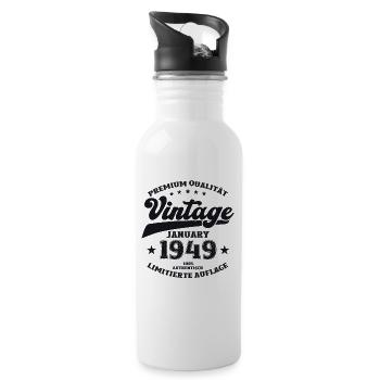 75th Birthday Legend Vintage 1949 Vintage - Water bottle with straw - white - Right