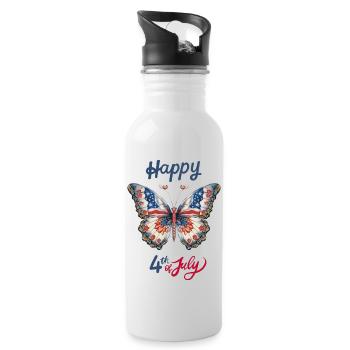 Happy 4 th of july 4500 5400 px - Trinkflasche mit integriertem Trinkhalm - Weiß - Rechts