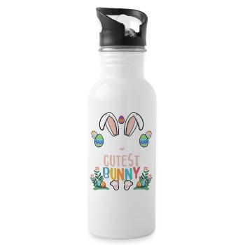 Je suis le lapin le plus mignon - Gourde avec paille intégrée - blanc - Droite