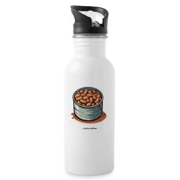 Eine Dose Bohnen - Trinkflasche mit integriertem Trinkhalm - Weiß - Rechts