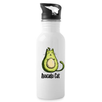 Avocat chat chats cadeau végétarien - Gourde avec paille intégrée - blanc - Droite