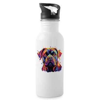 Watercolor Colorful Cane Corso - Water bottle with straw - white - Right