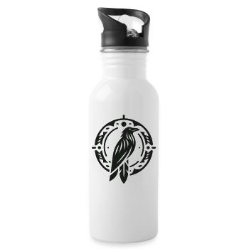 Rabe Indianer Tierkreiszeichen - Trinkflasche mit integriertem Trinkhalm - Weiß - Rechts