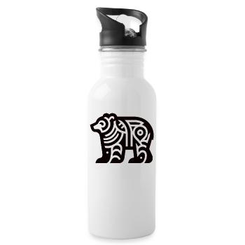 Bär Indianer-Tierkreis - Trinkflasche mit integriertem Trinkhalm - Weiß - Rechts