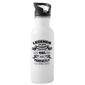 40th birthday Legendary since January Born in 1984 - Water bottle with straw - white - Right