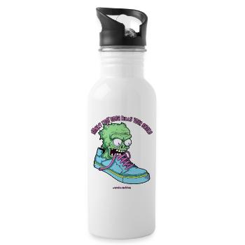 Stinkende Fuß Sneaker und tödliche Zombie Socke - Trinkflasche mit integriertem Trinkhalm - Weiß - Rechts