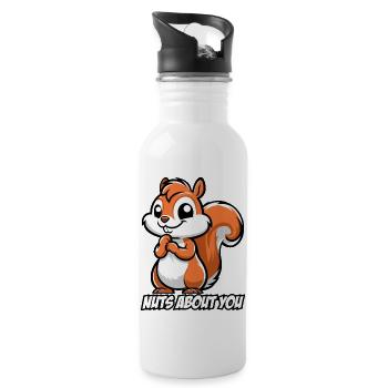 Nuts About You - Water bottle with straw - white - Right