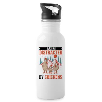 Facilement distrait par les poules Hühner Hühnchen - Gourde avec paille intégrée - blanc - Droite