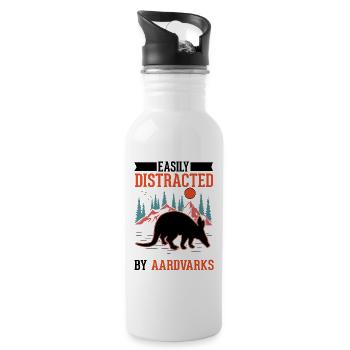 Easily distracted by Aardvarks Aardvark - Water bottle with straw - white - Right