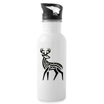 Hirsch Indianer-Indianer-Tierkreiszeichen - Trinkflasche mit integriertem Trinkhalm - Weiß - Rechts