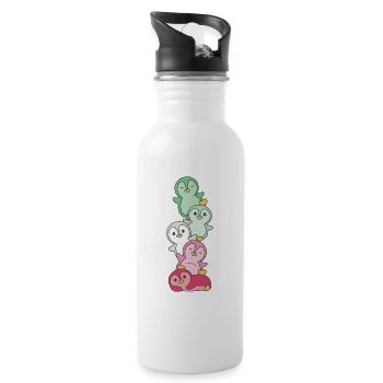 abrosexuell Flag Pride LGBTQ süße Pinguin - Trinkflasche mit integriertem Trinkhalm - Weiß - Rechts