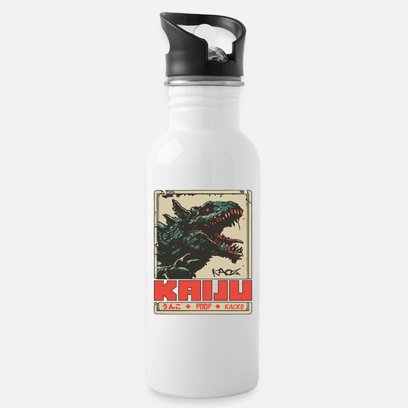 Japan Kanji Kaiju Kacke - Trinkflasche mit integriertem Trinkhalm - Weiß