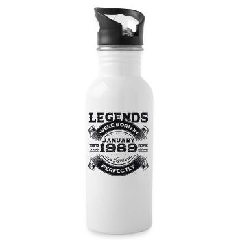35th Birthday January Vintage 1989 Original - Water bottle with straw - white - Right