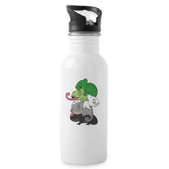 Aromantic Flag Pride LGBTQ süßer Chamäleon Haufen - Trinkflasche mit integriertem Trinkhalm - Weiß - Rechts